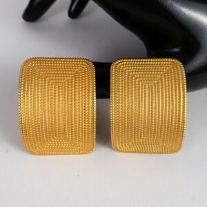 Vintage Norma Jean Matte Gold Clip Earrings Chunky Textured Statement 80's 90's